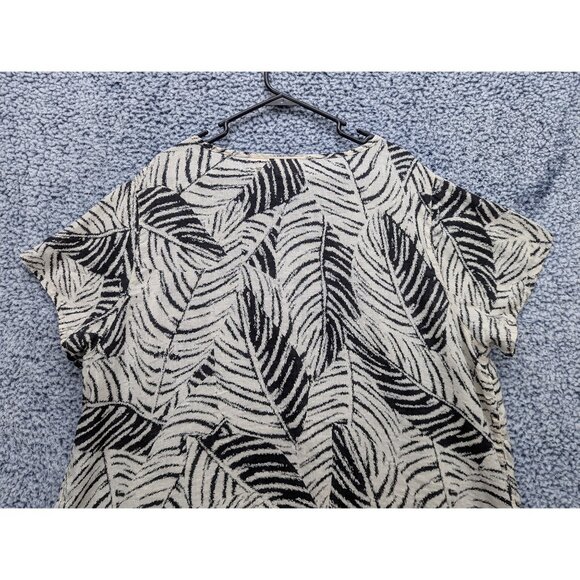 Cynthia Rowley 100% Linen Top Size 2X Lagenlook Botanical Floral Boho Plus Black - Picture 5 of 9